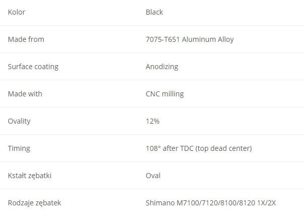 Tarcza GARBARUK Shimano DM M7100/8100 oval 30T-21213