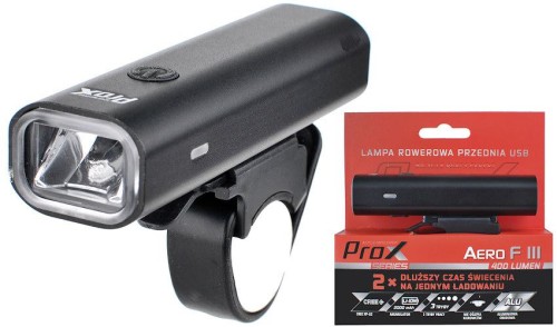 Lampka przód ProX Aero F III Czarna 400lm USB-12632