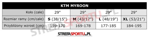 Rozmiarówka KTM mYroon