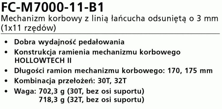 Mechanizm Korbowy 11rz +3mm FC-M7000 B/Tarczy 175m-11059